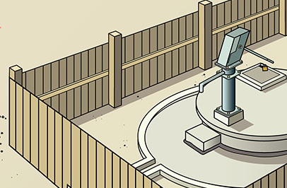 Dug well equipped with a handpump