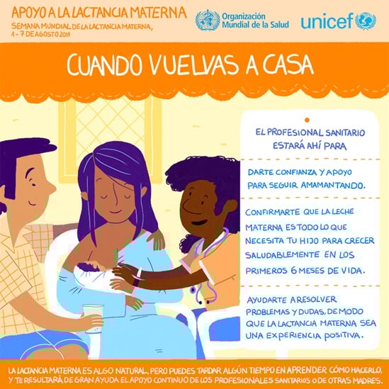 Spanish WHO breastfeeding support 2014 - When you go home infographic